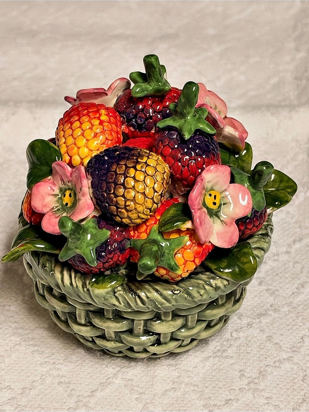 Blue Sky Corp. J. McCall 2004 Fruit and Berry Basket Trinket Box. J. McCall